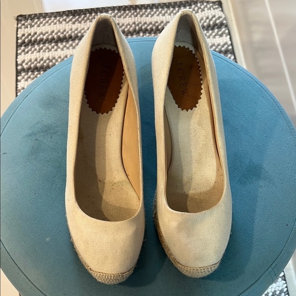 J. Crew Cream Wedge Espadrilles with Classic Design Size 9 - Picture 2 of 6